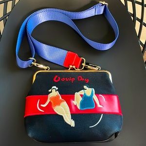 Gossip Day Crossbody Bag Embroidered Detailing Cute Bag